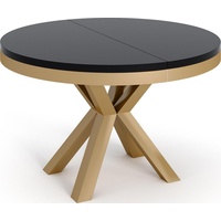 Runder Ausziehbarer Esstisch - Weiß Tisch im Loft-Stil Golden mit Metallbeinen - Industrieller Tisch für Wohnzimmer - Spacesaver - Golden - Schwa...