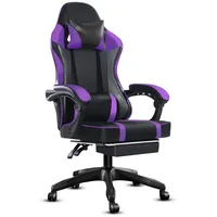 Fruyyzl Gaming-Stuhl Ergonomisch mit Fußstütze,Gamer Stuhl mit Verstellbare Lendenkissen (1 St), Gaming Chair aus PU-Leder, Höhenverstellbarer PC Stuhl Gaming Sessel lila