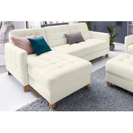 exxpo - sofa fashion "Elio, kompakt, bequem & zeitloses Design, Breite 217cm, L-Form", weiß (alpine weiß), B:217cm H:84cm T:157cm, Luxus-Kunstleder;NaturLEDER (echtes Rindsleder) in Sitz und Rücken.