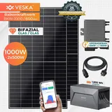 Balkonkraftwerk 1000 W Bifazial mit Speicher Anker Solaranlage Steckerfertig WIFI Mini-PV Photovoltaik Anlage 800 Watt genehmigungsfrei, Schwarz