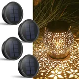 Görvitor 4 Stück Solarlampen Ersatzteile (Geeignet für 7,2–8,2 cm), 15 LM LED Warmweiß Solar Ersatzdeckel mit 600mAh Solarpanels, Hocheffizienten Ersatz Solarmodul für Solarlampen Laterne Garten