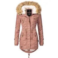 Navahoo Damen, Wintermantel Warmer Parka lang mit Kapuze La Viva Terracotta Gr. L - L
