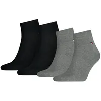 TOMMY HILFIGER Herren Quarter Socken, 4er Pack - Sneaker, Unifarben, 39-49 Schwarz/Grau 47-49