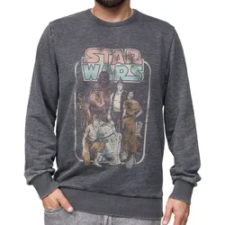 RE:COVERED X STAR WARS Herren Rundhals-Pullover Rückkehr der Jedi Ritter Print Alltags-Sweater mit Baumwollanteil MMSTW2330 Grau - L