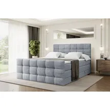 altdecor Boxspringbett BRUGO-Z KING - 160 x 200 - H3/H4 - Hellgrau