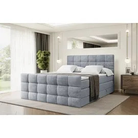 altdecor Boxspringbett BRUGO-Z KING - 160 x 200 - H3/H4 - Hellgrau