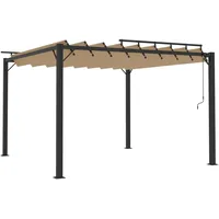 vidaXL Pergola mit Lamellendach 3x3 m Taupe Stoff und Aluminium