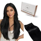 Hetto Tressen Echthaar Extensions, Schwarz, 60cm, 120g