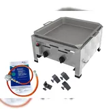 ChattenGlut Gasbräter 2-flammig 7,3kW Tischgerät Edelstahlpfanne mit DGUV