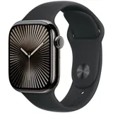 Apple Watch Series 10 GPS + Cellular 42 mm Titangehäuse schiefer Sportarmband schwarz S/M