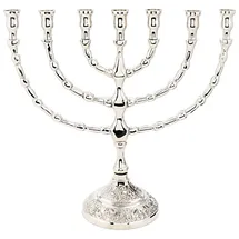 Nklaus Menorah Leuchter 7- armig Messing Kerzen bis Ø 1,5cm Kerzenständer Höhe: 20cm Menora Breite :22cm Kirchenbedarf Dekoration 4171
