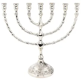 Nklaus Menorah Leuchter 7- armig Messing Kerzen bis Ø 1,5cm Kerzenständer Höhe: 20cm Menora Breite :22cm Kirchenbedarf Dekoration 4171