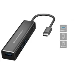 Conceptronic DONN08B 3-Port-USB-Hub mit Kartenleser