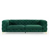 Casa Padrino Chesterfield Sofa in Grün / Gold 240 x 97 x H. 73cm - Designer Chesterfield Sofa
