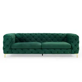 Casa Padrino Chesterfield Sofa in Grün / Gold 240 x 97 x H. 73cm - Designer Chesterfield Sofa
