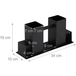 Relaxdays Holzstapelhilfe 16 x 34 x 10 cm schwarz 2er Set