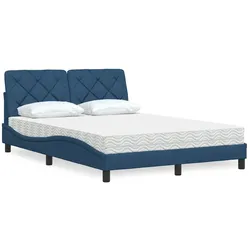Bett mit Matratze Blau 140x200 cm – Komfort und Eleganz in Stoff