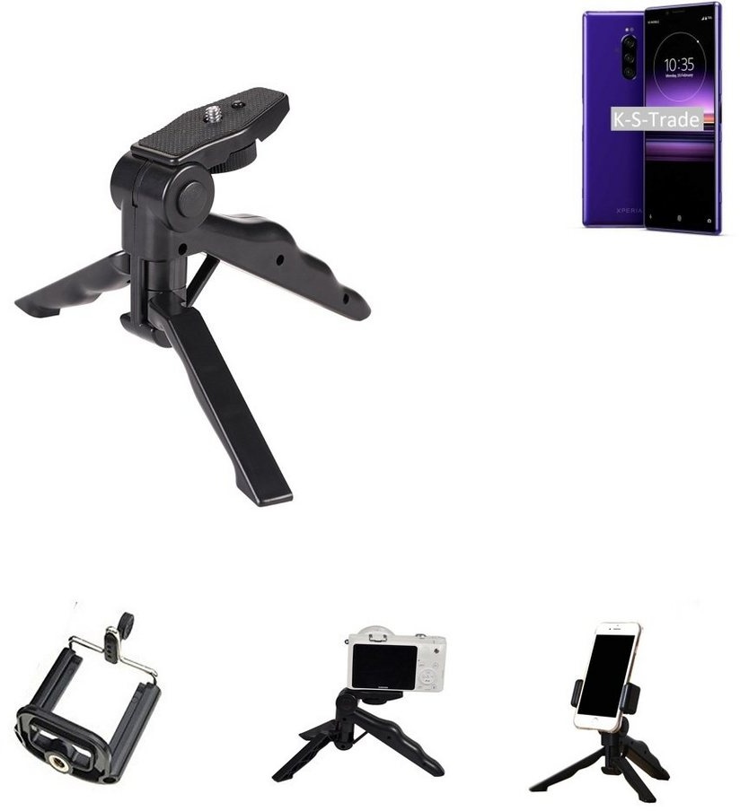 K-S-Trade für Sony Xperia 1 Smartphone-Halterung, (Stativ Tisch-Ständer Dreibein Handy-Stativ Ständer Mini-Stativ) schwarz