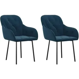 vidaXL Esszimmerstühle 2 Stk. Blau Samt