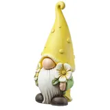 MARELIDA Gartenzwerg BERT mit Blumen Gartenfigur für Garten Balkon H: 45cm