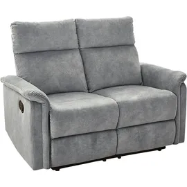 luma-home schönes für dein zuhause 2-SITZER-RELAXSOFA 130/90/100 cm Federkern, Liegefunktion verstellbar durch halbautomatische Relaxfunktion, Velours Vintage Grau / 15127