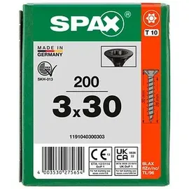 SPAX Universalschrauben T10 3x30 schwarz 200 St.
