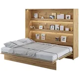 MEBLINI Schrankbett Bed Concept - Wandbett mit Lattenrost - Klappbett mit Schrank - Wandklappbett - Murphy Bed - Bettschrank - BC-14-160x200cm Horizontal - Artisan Eiche mit Matratze