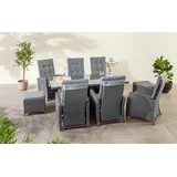 Konifera Garten-Essgruppe KONIFERA "»New Paris«", grau (dunkelgrau, dunkelgrau,), Aluminium, Wicker/Kunststoffgeflecht, Sitzmöbel-Sets, inkl. Auflagen, Aluminium/Polyrattan, Topseller