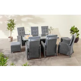 Konifera Garten-Essgruppe KONIFERA "»New Paris«", grau (dunkelgrau, dunkelgrau,), Aluminium, Wicker/Kunststoffgeflecht, Sitzmöbel-Sets, inkl. Auflagen, Aluminium/Polyrattan, Topseller