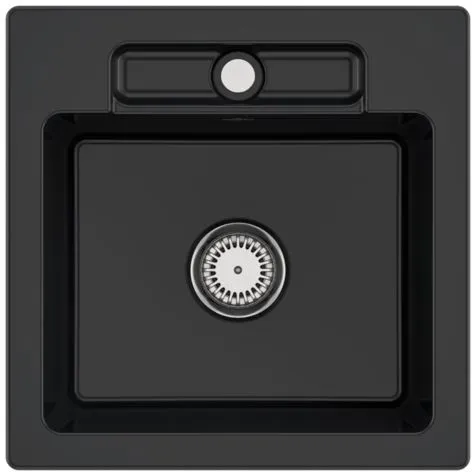 Villeroy und Boch Siluet Spüle 334501S5 mit Ablaufgarnitur und Handbetätigung, Ebony