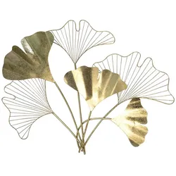 Blumen Wanddeko in Goldfarben Metall