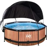 EXIT TOYS Wood Pool Set 244 x 76 cm inkl. Filterpumpe und Sonnensegel