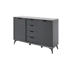 Highboard  Netro , grau , Maße (cm): B: 137 H: 92 T: 40