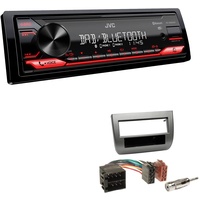 JVC KD-X282DBT 1-DIN Digital Autoradio DAB+ Bluetooth USB Einbauset passend für Lancia Ypsilon 2003-2011 anthrazit