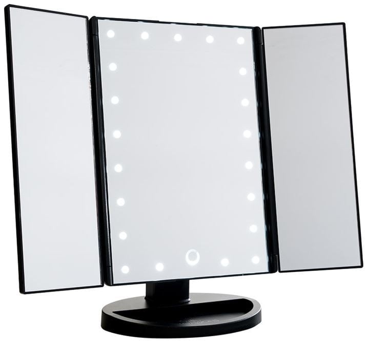 UNIQ Hollywood Trifold Kosmetikspiegel mit LED-Licht   Schwarz