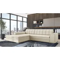 Fun Möbel Ecksofa Sofa SARRA mit Schlaffunktion Stoff Lincoln Creme Ottomane Links