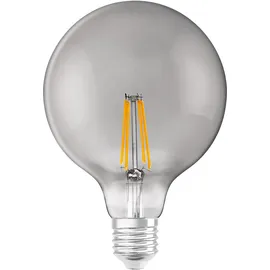 LEDVANCE Smarte LED-Lampe mit Wifi Technologie, Sockel E27, Dimmbar, Warmweiß (2500K), Globeform, Klares Filament im Rauchglas, Ersatz für herkömmliche 48W-Birnen, steuerbar mit Alexa, Google & App