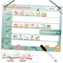 mini mindz Tagesplaner Montessori Magnettafel 160 Magnete  grün