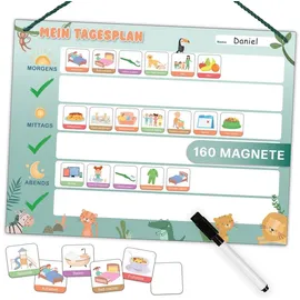 mini mindz Tagesplaner Montessori Magnettafel 160 Magnete  grün