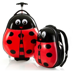 Kinderkoffer HEYS „Travel Tots, Marienkäfer“ Gr. B/H/T: 34 cm x 46 cm x 23 cm 14 l, rot (red) Koffer Handgepäck-Koffer inkl. Kinderrucksack