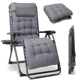 Modante Garten-Relaxsessel, Grau, Metall, Textil, 68x88x110 cm, klappbar, inklusive Armlehnen, Nackenkissen abnehmbar, Gartenmöbel, Gartenstühle, Liegestühle