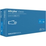 MERCATOR MEDICAL Nitrilhandschuhe, puderfreie Einweghandschuhe NITRYLEX CLASSIC, Größe: M - 100 Stück, texturierte Fingerspitzen, latexfreie Einmalhandschuhe, Nitril-handschuhe, blau