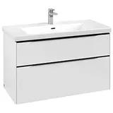 Villeroy & Boch Subway 3.0 Waschtischunterschrank C570L1VE 97,3x57,6x47,8cm, mit LED/Griff Volcano black, brilliant white