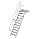 MUNK Treppe mit Plattform 60° Stufenbreite 800 mm 11 Stufen Aluminium geriffelt