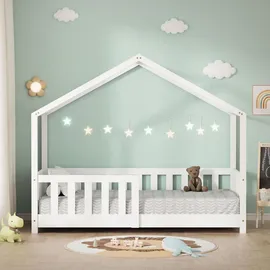 ML-Design Hausbett 70 x 140 cm Kiefer massiv weiß