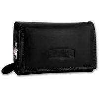 Money Maker Damen Leder Geldbörse Damen Portemonnaie Damen Geldbeutel - Lang Schwarz Leder