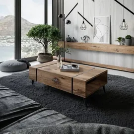 Lukmebel Couchtisch Onyx Loft auf Beinen Flagstaff Eiche - Braun/Schwarz