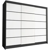 silape Sofnet Schwebetürenschrank, Schwarz, Weiß, Holzwerkstoff, Rechteckig, 250x215x58 cm, Schlafzimmer, Kleiderschränke, Schwebetürenschränke