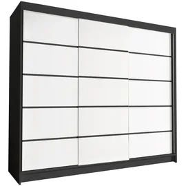 silape Sofnet Schwebetürenschrank, Schwarz, Weiß, Holzwerkstoff, Rechteckig, 250x215x58 cm Schlafzimmer, Kleiderschränke, Schwebetürenschränke