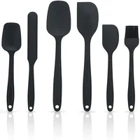 Intirilife 6-teiliges Silikon Spatel Set in Schwarz - Antihaft